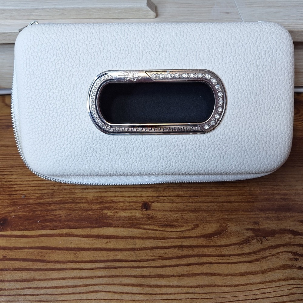 Car Tissue Napkin Holder Car Sun Visor Tissue Holder PU Leather Beige Zip Around